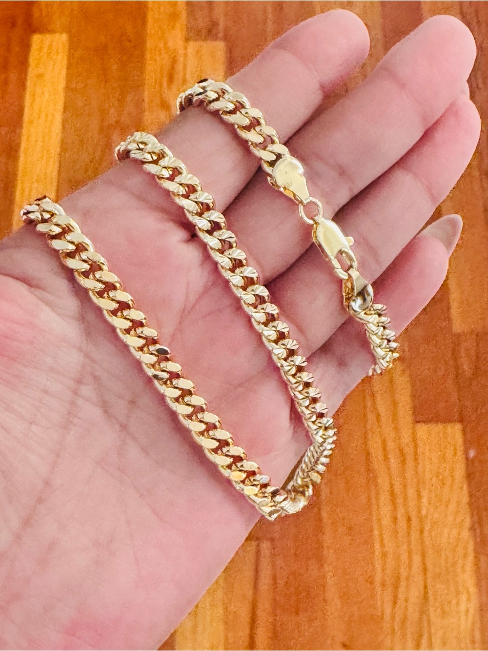 14K Gold Plated statement accent 24” length Cuban link chain necklace.